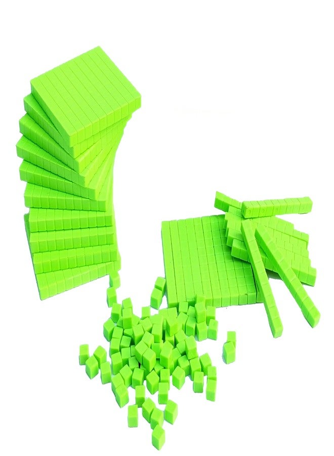 StepsToDo 131 Pieces Base Ten Blocks Kit. Place Value Mats and Activity Instruction Book. Teaching Aid. Build Solid Foundation of Number Sense and Place Value. Place Value Blocks. (Green) - Image 3